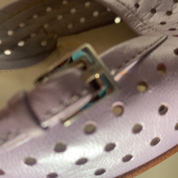 NORDSTROM LAVENDER LEATHER SHOES WOODEN HEELS SZ 6 HEEL MULE - Picture 12 of 14